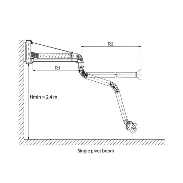 Single Pivot Extension Boom for Fume Extraction Arm